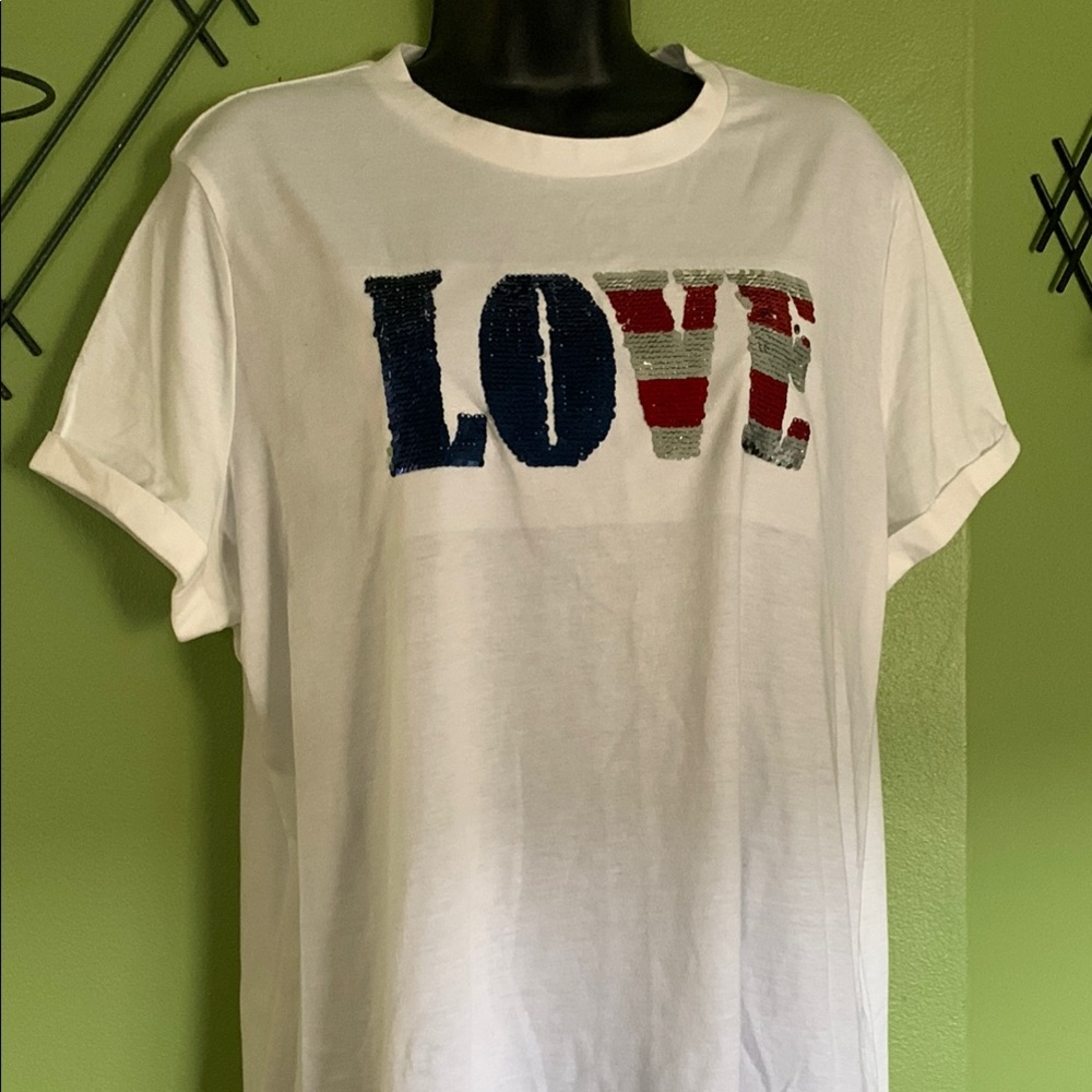 White T-Shirt with LOVE Graphic